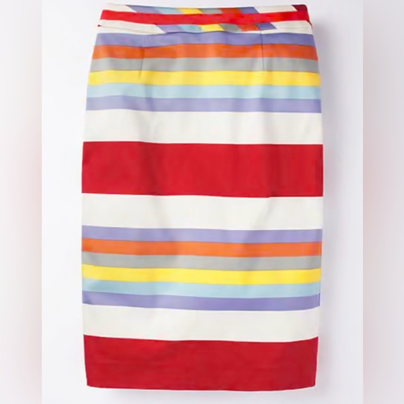 Boden Dresses & Skirts - Boden Red Stripe Pencil Skirt Lined Stretch Back Zip Cotton Stretch Sz 10